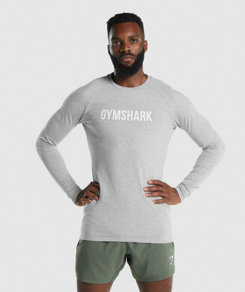 Koszulki Gymshark Apollo Long Sleeve Męskie Głęboka Szare | PL 421DWM